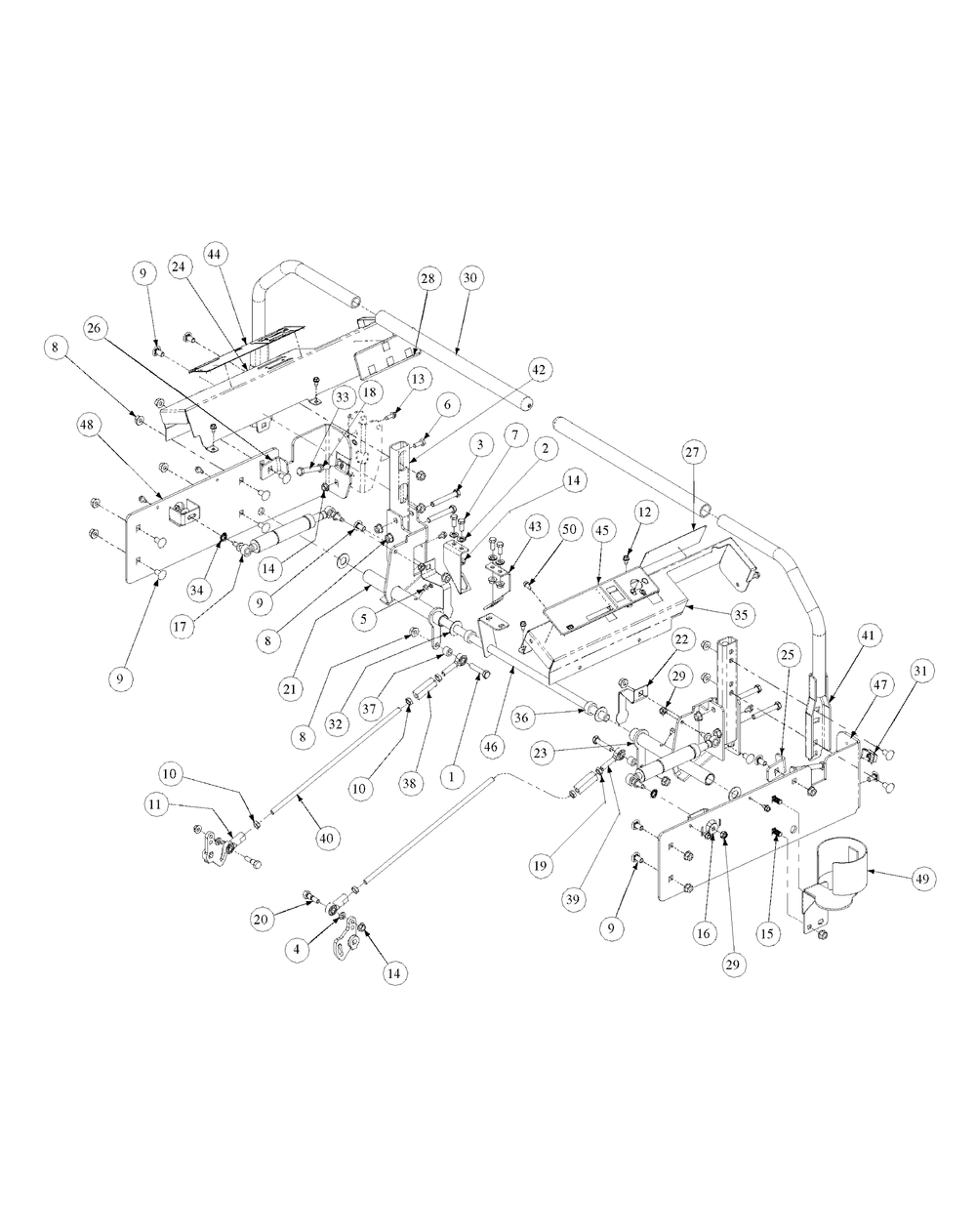 Control Assembly Diagram and Parts List for M48-HN 53BB5E6V750-20-HP-OHV Cub Cadet Lawn Tractor